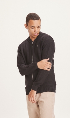 KnowledgeCotton Apparel Field Strickjacke - black jet